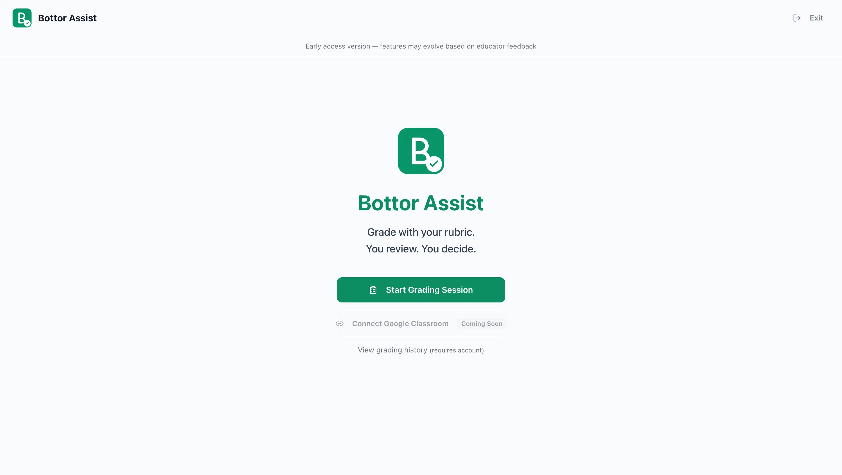 Bottor Assist pilot interface — grade with your rubric